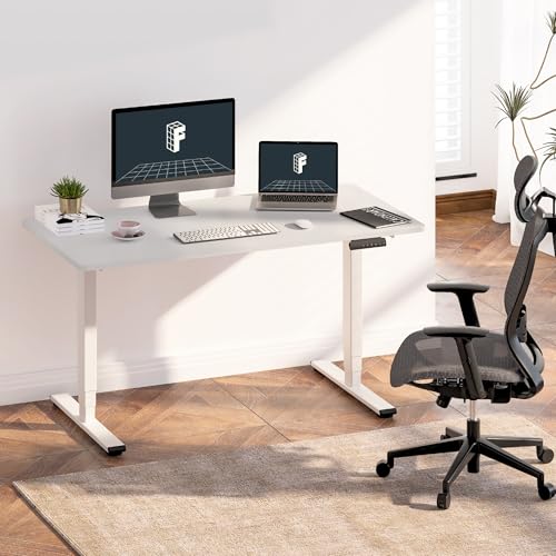 Image of FLEXISPOT E6 3-Stage Dual Motor Electric Standing Desk 48 x 30 Sit Stand Up Desk, Holds 220 lbs, Adjustable Height w /Memory Presets, One-Piece White Desktop & White Frame, Ships in 2 Boxes