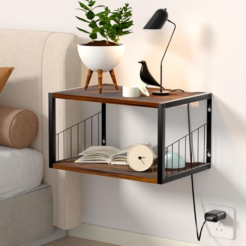 Alyoen Nachttisch hängend,Wandregal, Nachtschrank Wandmontage, Nachtkästchen zum Einhängen,schwebende Nachtkommode, moderner, für Schlafzimmer...