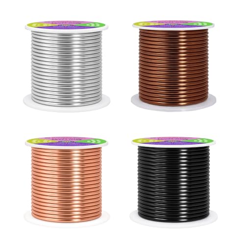Image of Mandala Crafts 8 Gauge Anodized Aluminum Craft Wire for Jewelry Making - 128 FT Colored Flexible Neutral Wire - Bendable for Bonsai Armature Crafting Sculpting