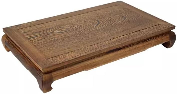 Bonsai Pedestal Vase Pedestal Stands Solid Wood Craft Base Ornament Base Rectangular Stone Base Flower Pot Fish Tank Buddha Statue teapot Base Planter Stand Plant Holder(Medium)