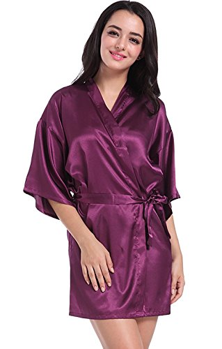 Hammia Bata para Mujer Batas de casa con Escote de Seda Ropa de Dormir Albornoz Dama de Honor de la Novia para la Boda Novia Fiesta