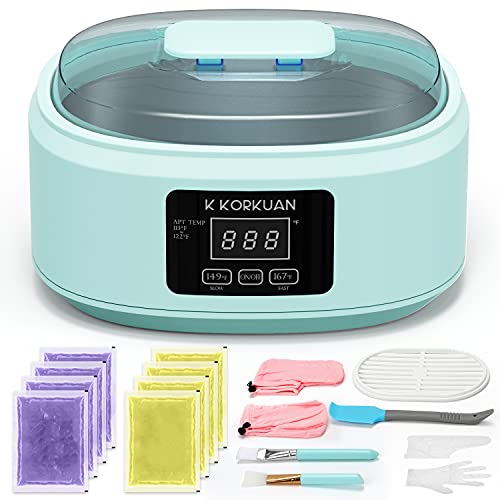 Paraffin Wax Machine for Hand and Feet, Touchscreen Paraffin Wax Warmer with 8 Packs Wax Moisturizing Paraffin Spa Home Wax Bath Kit, Fleece Mitts Booties for Smooth and Soft Skin (Aquamarine Blue)