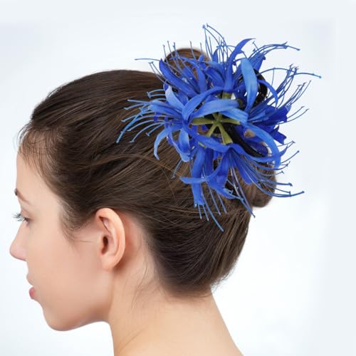 Image of NOLITOY Large Flower Claw Clip Blue Spider Lily Hair Barrette for Women Floral Ponytail Holder Bun Decorative for Tea Party Bridal Wedding Accessories Flower Claw Clips