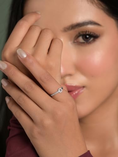 Image of Clara 925 Sterling Silver Minimal Adjustable Ring for Women Platinum Plated | Rakhi Rakshabandhan Gift for Sister Bhabhi Daily Wear | Gift for Women and Girls