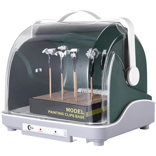 Kit de cabina de pulverización de aerógrafo, secador eléctrico de pintura de 120 W con modo de aire frío, filtro de agua y cubierta antipolvo transparente para proyectos de manualidades y manualidades