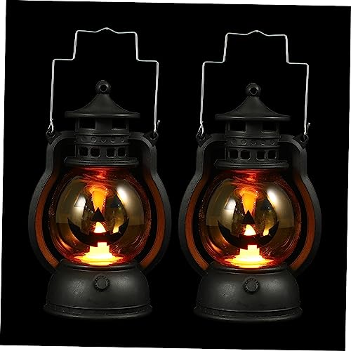 Garneck 2Pcs Pumpkin Lantern Lights with Handle Halloween for Themed Gatherings and Versatile Lights for Indoor and Outdoor Use