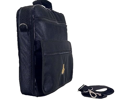 Bolsa pasta maleta paramentos maçonico maçonaria dourado (Preto com bordado dourado)