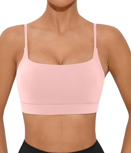 Image of Comper Sports Bra for Women Wirefree Racerback Workout Bras Sexy Thin Straps Yoga Sport Bras with Removable Pads