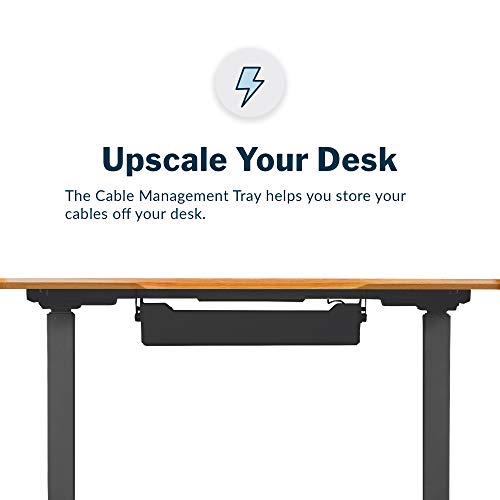 Vari Cable Management Tray - Under Desk Cord & Wire Organizer - Ideal for Home Office Sit Stand Desks - Fits Adjustable Electric Standing Desk 48x30, 60x30, 60x24, 72x30 - Easy Assembly (Black)