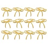 Kaeltsyn 12 servilleteros contemporáneos con lazos dorados sofisticados accesorios de mesa para cualquier celebración y uso diario