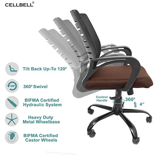 Image of CELLBELL C104 Medium-Back Mesh Office /Study Chair [Brown]