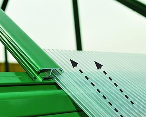 Detail of polycarbonate panel sliding into an aluminum profile