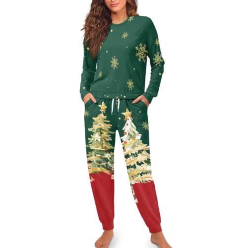 Image of Women's Pajamas Set Soft 2 Piece Loungewear Long Sleeve Pj Set Matching Sleepwear with Pockets for Women Plus Size