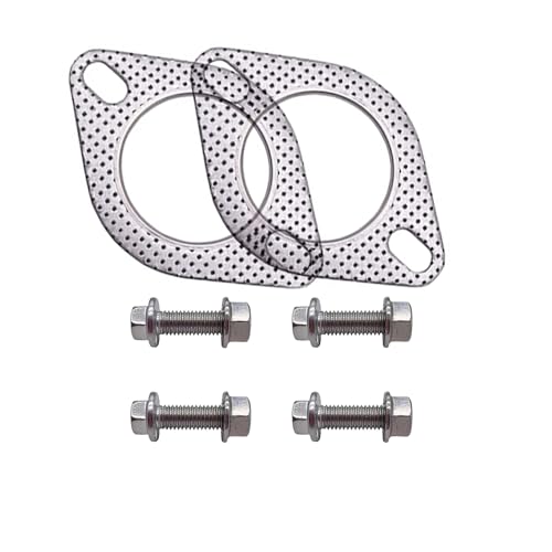 Image of 2 PCS Car Exhaust Gasket & 4 PCS Flange Bolt Nuts,Manifold Exhaust Gasket, 3 Inch Muffler Flange Manifold 120-07610-0002,Exhaust Pipe Bolts and Nuts