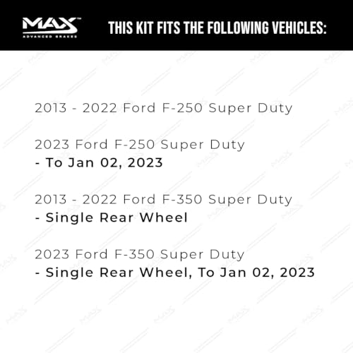 Image of MAX Advanced Brakes - Rear Brake Kit For 2013-2023 Ford F-250, Ford F-350 (Single Rear Wheel)| Carbon Ceramic Brake and Rotor Kit| Daily Performance Geomet Coated Cross-Drilled Brake Rotors