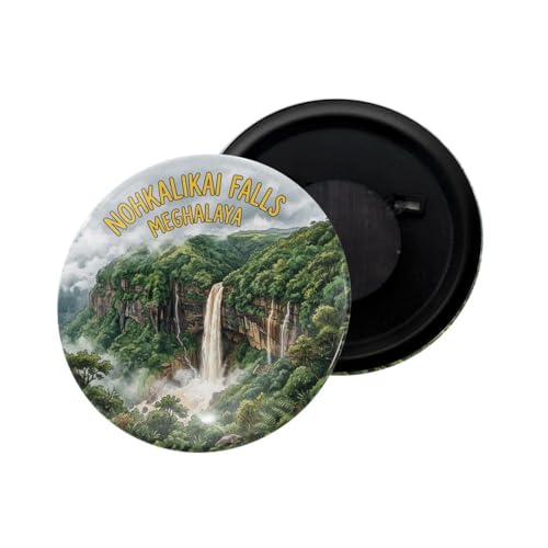 Image of dhcrafts Fridge Magnet Multicolor Meghalaya Nohkalikai Falls Maghalaya Glossy Finish Design Pack of 1 (58mm)