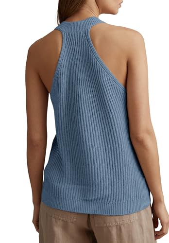 Image of Womens Button-Front Sweater Vest Top V Neck Sleeveless Knit Tank Fitted Halter Raceback Cardigan Vest
