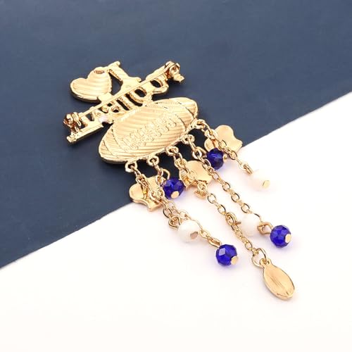 Image of Football Brooch Pin for Women Enamel Game Day Football Helmet Charm Beads Tassel I Love Football Brooch Pin Jewelry Sports Football Team Spirit Tailgate Party Favors (football brooch blue)