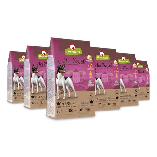 GranataPet Mini Royal Pferd Mono, Monoprotein-Trockenfutter für Hunde, Hundefutter ohne Getreide & ohne Zuckerzusatz, Alleinfuttermittel für ausgewachsene Hunde, 6 x 1 kg
