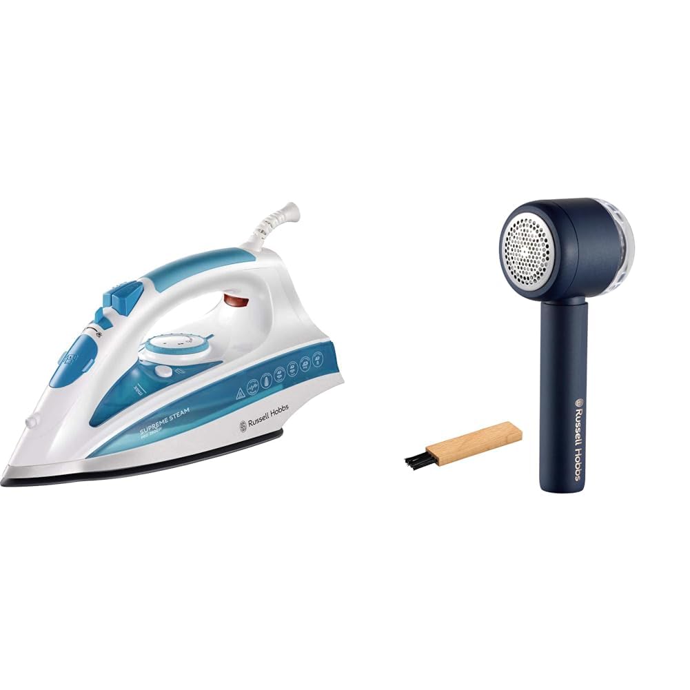 Russell Hobbs Wäschepflege-Set: Dampfbügeleisen [2600W, 210 g Extra-Dampfstoß] 20562-56 + Fusselentferner [Leicht & Kompakt] Revive 27660-56