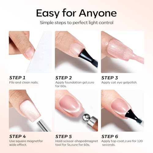 Image of modelones 3-in-1 French Tip Nail Brush with Cat Eye Magnet- Strong Magnetic Force for Cat Eye Gel Polish Effects, French Tip Design, Nail Art Cuticle Clean Up & Salon-Quality DIY Manicure Tool