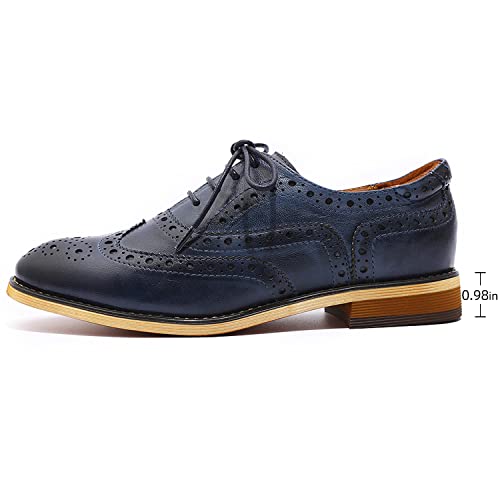 Image of Mona flying Women's Leather Perforated Lace-up Oxford Brogue Wingtip Shoes