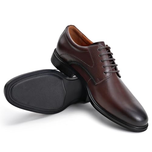 Comfortable Dress Shoes for Men, Formal Wedding Men's Oxford Shoes, Dark Brown 102