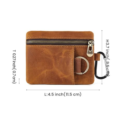 Leather Mini Medieval Pouch Keychain, Change Holder, Coin Organizer, Leather Zipper Pouch Coin，Leather zipper Pouch for Men & Women (Wine red)2