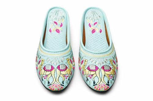 Image of Women's Ethnic Embroidered Jutti | Off-White Traditional Slip-On Mojari with Camel Motif Embroidery | Comfortable Ethnic Wear