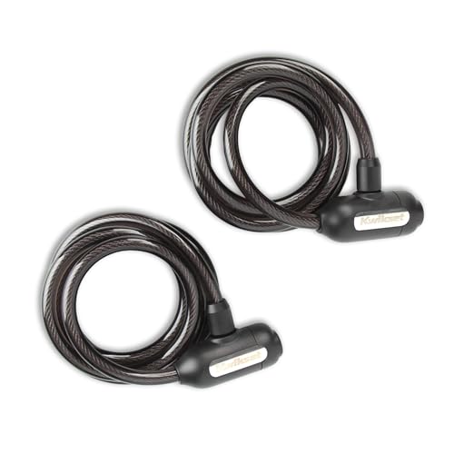 Kwikset 5 ft Keyed Bicycle Cable Lock, 5/16 in Diameter, Bike and Outdoor Security, 2 Pack Keyed...