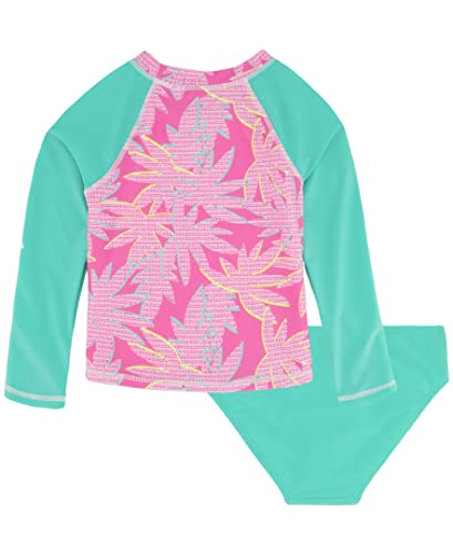 Image of Nautica Girls' Two-piece Rashguard Swimsuit Set, UPF 50+ Sun Protection, Quick-Dry Bathing Suit