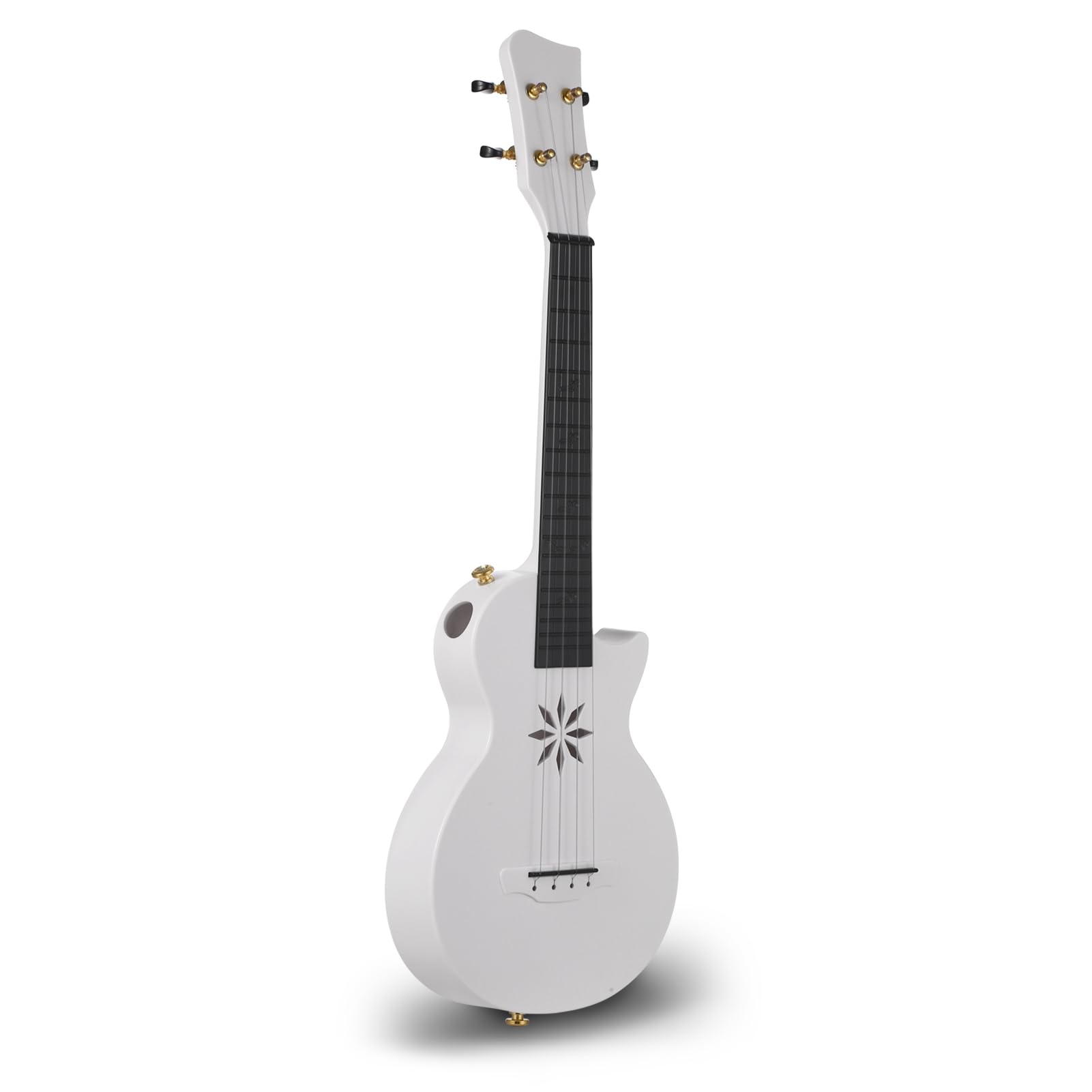 Ukulele 4 corde ukulele a 4 corde uke 25 pollici in fibra di carbonio portatile con borsa per adulti bambini principianti (Bianca)