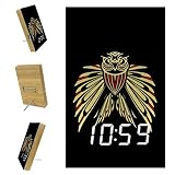 Réveil Miroir Réveil Grand Écran , Charge USB, Snooze pour Maison Bureau Art De Totem De Hibou 15.8x9.7x2.3cm