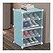 KTNG drinnen Tragbarer Schuh Lagergestell, transparente Tür, platzsparendes Schrankregal, Kunststoffregal, Schuhe, Stiefel, Hausschuhe 4-Tier, 8 Paare (Color : Blue, Größe : 25x12x17in)