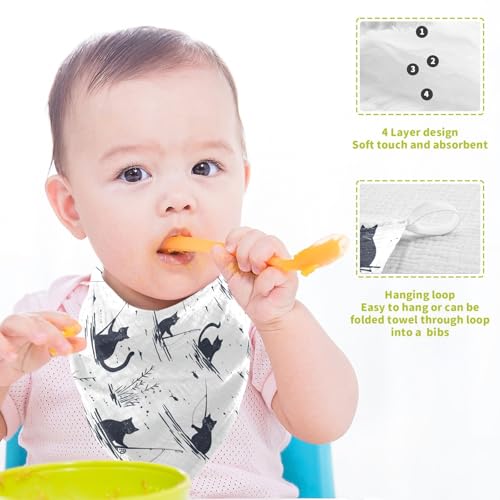 Image of vvfelixl Cat Fishing Baby Burp Cloths Baby Muslin Washcloths for Boys Girls Cotton Babys Face Towel for Newborn Infants Soft and Absorbent 11.8 X 11.8 in, 5 Pack