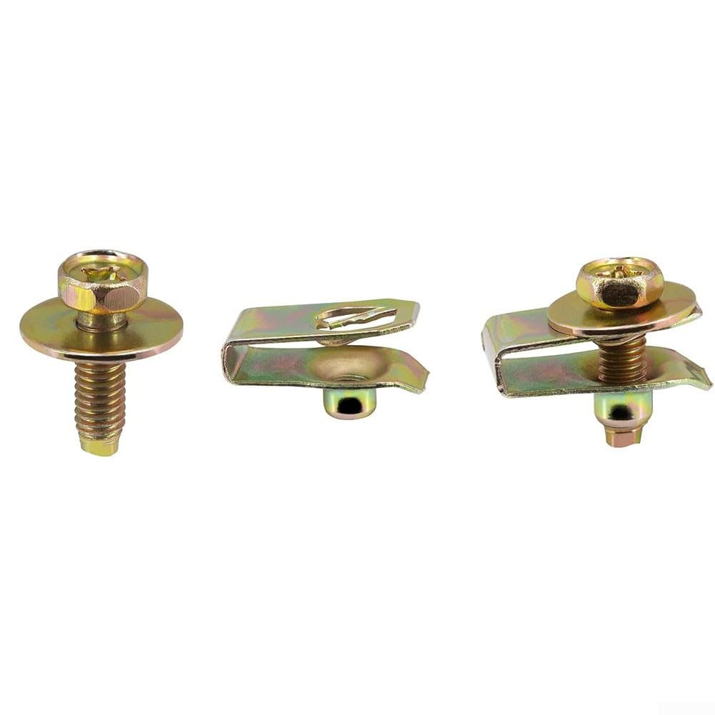 Set di dadi a U per auto M5 M6 M8 con struttura in acciaio inossidabile e finitura zincata per applicazioni di fissaggio sul cruscotto (dado a clip 20U + 20 viti)
