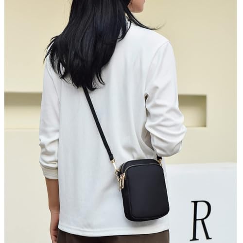 3 Zipper Pockets Wallets Crossbody Bag for Women Pouch Nylon Mini Mobile Phone Shoulder Bags2