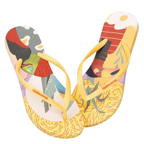 Hotmarzz Women Summer Beach Sandals Colorful Floral Fruit Print Light Flip Flops Indoor Outdoor Casual Slippers Thongs3