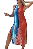 YouKD Chaleco de punto para mujer, de ganchillo, para verano, elegante, para descubrir, E Rainbow, Talla única