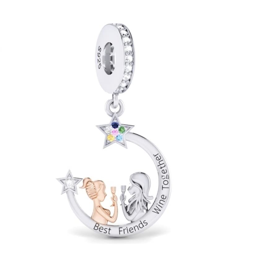 Pendentif en argent sterling 925 avec aile d'ange et girafe, sœur, anniversaire, cœur, or rose, compatible avec les bracelets à breloques Pandora Moments, 4mm Hole, Métal Argent sterling, Pas de