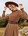 Damen Midikleider Tunika Kleid Herbstkleid Langarm Minikleid Freizeitkleid Elegant Ribbed A-Linie Kleider Braun M