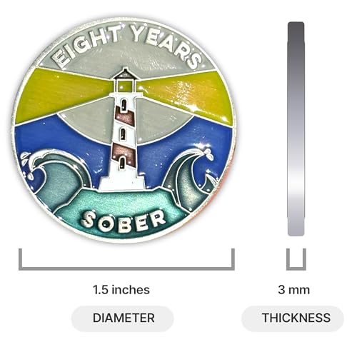 Image of The Achieve Mint Eight Years Sober Token | 8 Year Sobriety Chip | Non-AA, Non-Religious Medallion for Women and Men Celebrating Sobriety