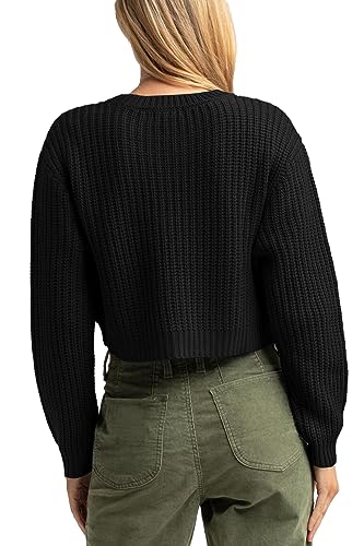 Jumppmile Women's Cropped Sweater Knit Long Sleeve Crewneck Soft Pullover Sweater Top3