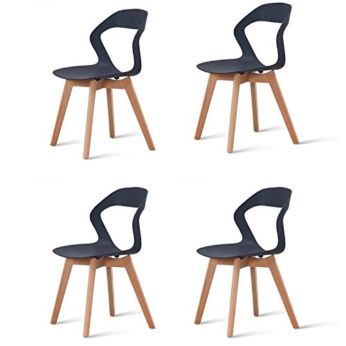 KunstDesign Juego de 4 sillas de Comedor con Respaldo Hueco, Asiento Trasero de plástico, Apto para Cocina, Comedor, Sala de Estar, jardín, Silla de Oficina, cafeterías