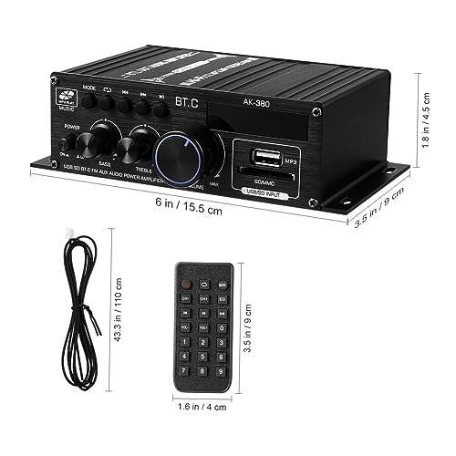 UKCOCO Amplificador de Audio 12v Estéreo Inalámbrico para Coche y Hogar, Receptor de Componentes Entrada USB para Amantes Música, Compacto y Portátil, Color Azul - imagen 7