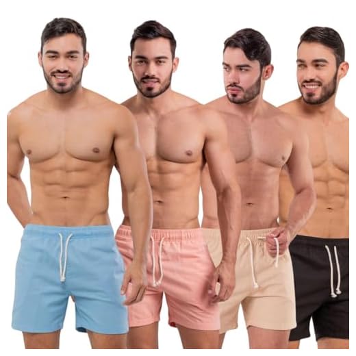 Kit com 4 Short Linho Masculino Bermuda Mauricinho Masculina Moda Praia Básico curto (BR, Alfa, P, Regular, Regular, Azul Claro-Rosa-Bege-Preto)