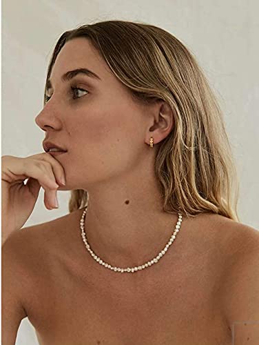 Small Gold Pearl Necklace Choker 3mm Handpicked Pearl 18K Gold Plated Bead Ball Chain Dainty Jewelry Gifts for Women Girls2