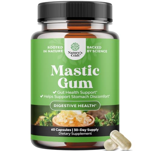 High Strength Mastic Gum Capsules - Herbal Digestion Supplement Providing Upset Stomach Relief for Adults - Vegan Non-GMO Gluten Free & Made in US GMP Facility - Gentle & Soothing 60 Count