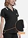 Eadflie Women's Scrub Tops - Cropped Zip-Front Polo Scrub Top - Medical Scrub Top with Chest Pocket, Pen Slot, Side Vents - (Black/XL)
