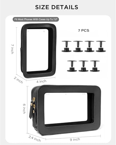 Image of LETGO Clear Insert Bag for Bogg Bag Accessories - 2 Packs Leather Zipper Insert Pouch for Bogg Tote Travel Makeup Clean Toiletry Handbag Organizer Cosmetic Divider Storage Inner Pouch (Black)